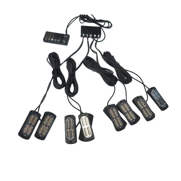 Space 17 fonksiyonlu çakar lamba 12-30v 24 led 8 adet sarı*sarı set / LAPA548-1