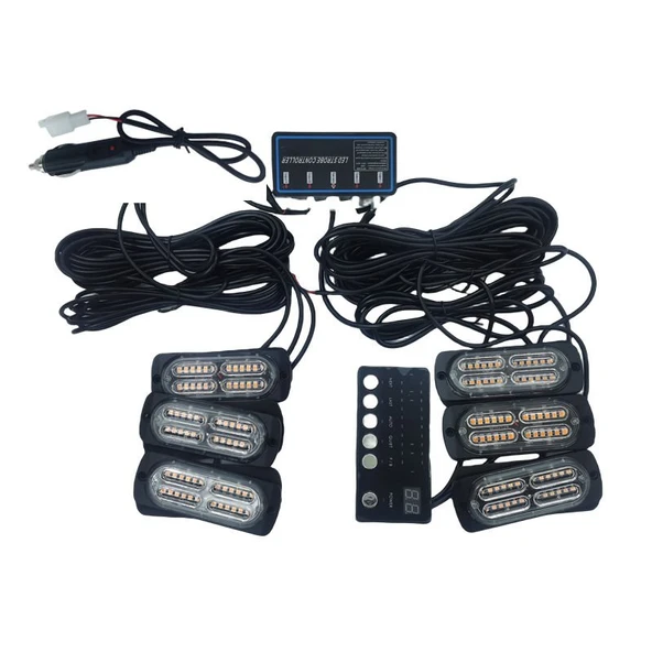 Space 17 fonksiyonlu çakar lamba 12-30v 24 led 6 adet sarı*sarı set / LAPA549-1