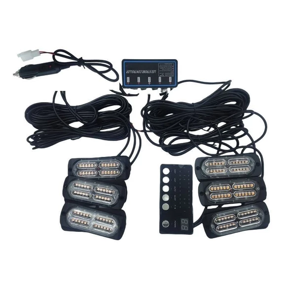 Space 17 fonksiyonlu çakar lamba 12-30v 24 led 6 adet sarı*sarı set / LAPA549-1 - 2