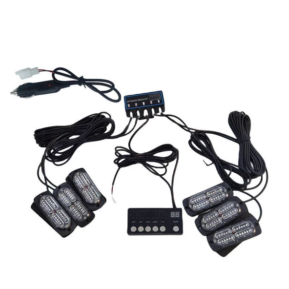 Space 17 fonksiyonlu çakar lamba 12-30v 24 led 6 adet kırmızı*mavi set / LAPA549 - Resim 2