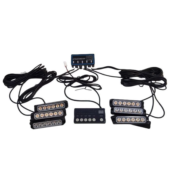 Space 7 fonksiyonlu çakar lamba 12-30v 6 led 6 adet kırmızı*mavi*beyaz set / LAPA550 - Resim 2