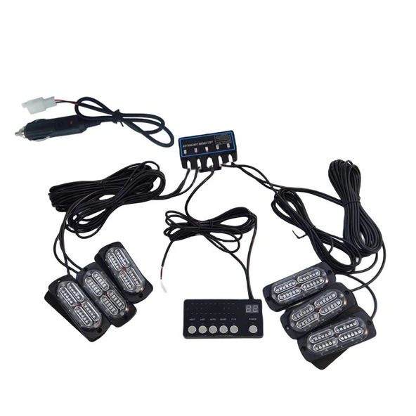 Space 17 fonksiyonlu çakar lamba 12-30v 24 led 6 adet kırmızı*mavi set / LAPA549 ürün görseli 1