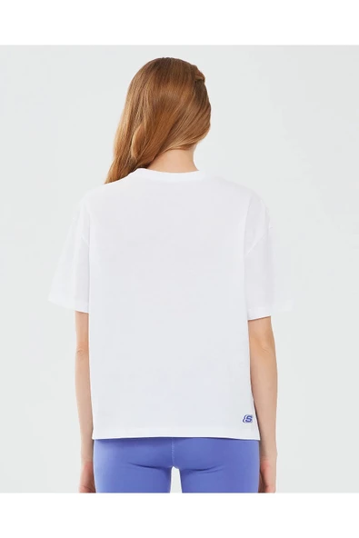 Skechers S241199-100 Graphic W Sleeve Kadın Spor Tişört - Resim 3