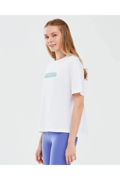 Skechers S241199-100 Graphic W Sleeve Kadın Spor Tişört - Resim 2