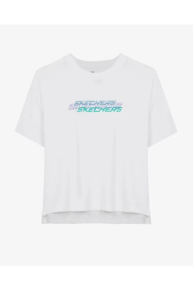 Skechers S241199-100 Graphic W Sleeve Kadın Spor Tişört - Resim 6