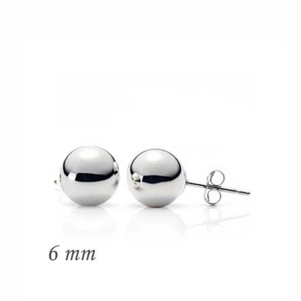 925 Ayar Gümüş Top Küpe - 6 mm