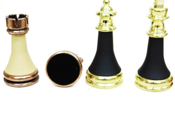 Satranç Taşı Zamak Polyester Krem Siyah - Resim 4