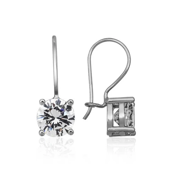 ​Gümüş Sallantılı Tek Taş Küpe ürün görseli 1