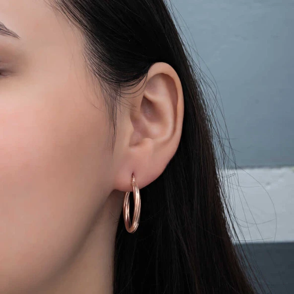 Gümüş Rose 3 mm Burgu Şarnel Küpe ürün görseli 1