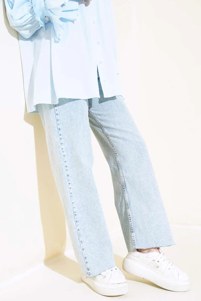 Lazer Kesim Bol Paça Pantolon Kar Yıkama ürün görseli 1