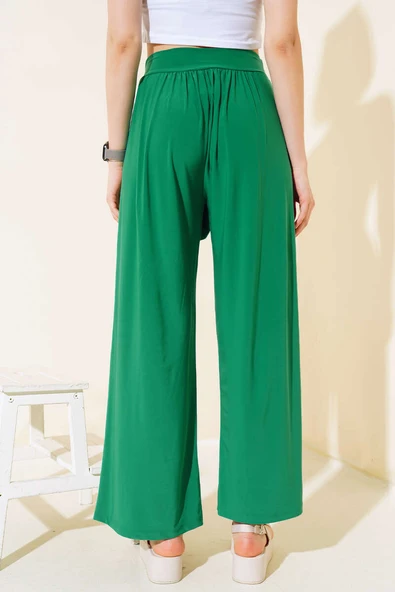 Beli Kuşaklı Salaş Pantolon Yeşil - Resim 3
