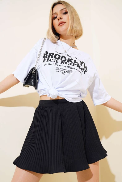 Broklyn Baskılı T-shirt Beyaz - Resim 2