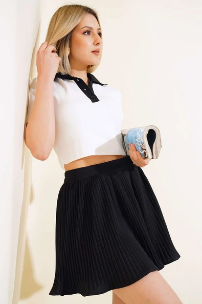 Düğmeli Polo Yaka Body Beyaz - Resim 2