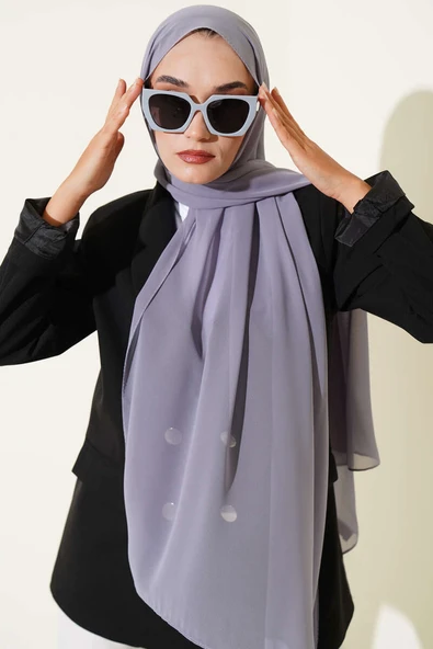 Multi Şifon Şal Zaraf Serisi Kayrak Grisi - Resim 2