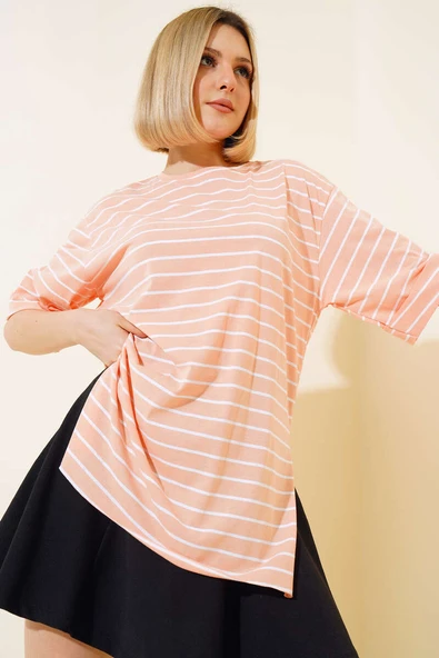 Çizgili Somon Tshirt