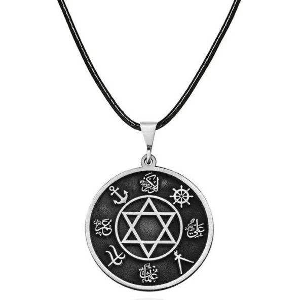 ​Gümüş Dört Halife İsimleri İşlemeli Kolye ürün görseli 1