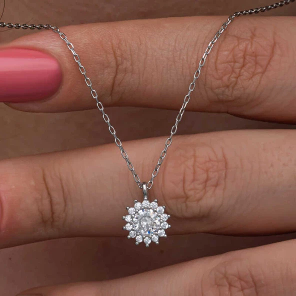 Gümüş Minimal Yuvarlak Anturaj Kadın Kolye ürün görseli 1