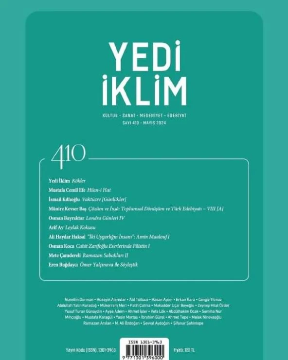 Yedi İklim 410.Sayı Mayıs 2024