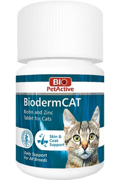 Biopetactive Biodermcat Kediler İçin Biotin Ve Çinko Tableti 100 Tablet