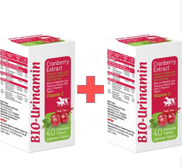 Biopetactive Urinamin Kedi ve Köpek Vitamin C 40 Tablet 12 gr x 2Adet