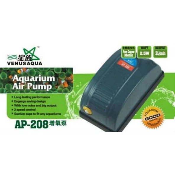 Venus Aqua AP-208 Akvaryum  Hava Motoru Tek Çıkışlı 2,5W