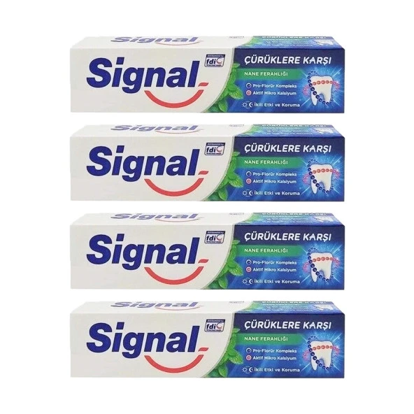 Signal Çürüklere Karşı Nane Ferahlığı 50 ml Diş Macunu x 4 Adet