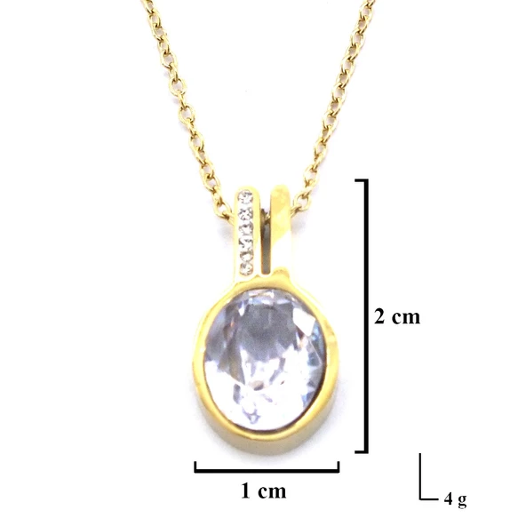 Altın Kaplama Yuvarlak Zirkon Taşlı Kolye KLY-522 - Resim 3