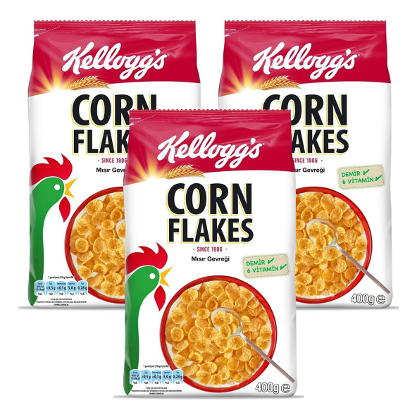 Kellogg's Corn Flakes Kahvaltılık Mısır Gevreği 400 Gr x 3 Adet