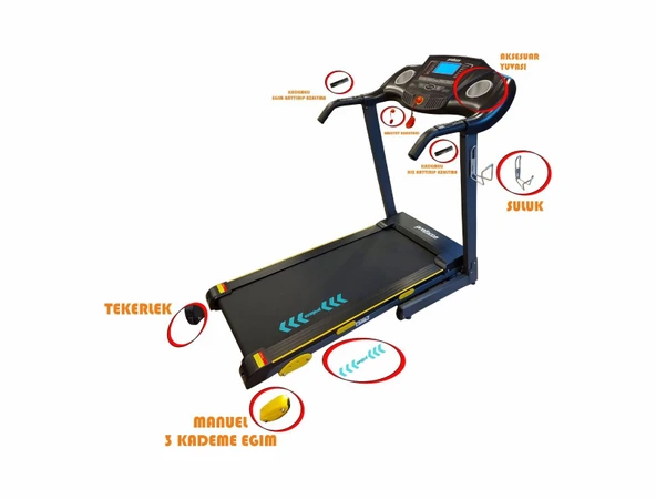 Proforce Pasifik Koşu Bandı - 2.50 Hp, Katlanılabilir, Kolay Kurulum, Led Gösterge, 0.8-14 Km/sa - 11