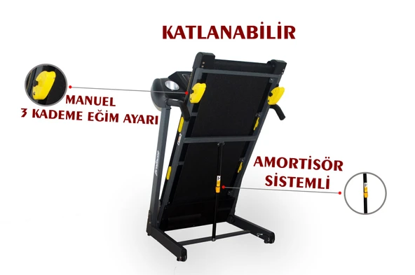 Proforce Pasifik Koşu Bandı - 2.50 Hp, Katlanılabilir, Kolay Kurulum, Led Gösterge, 0.8-14 Km/sa - 6