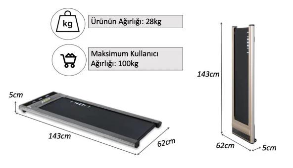 Proforce M6 Uzaktan Kumandalı Yurume Bandı - Led Gösterge, Kolay Kurulum