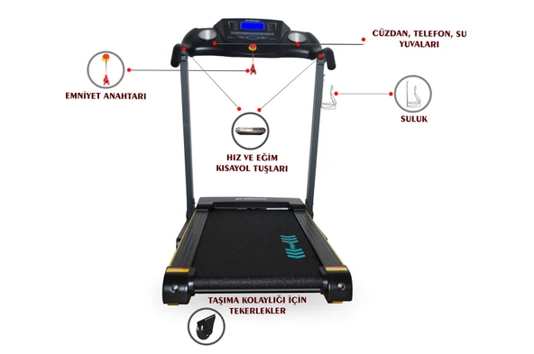 Proforce Pasifik Koşu Bandı - 2.50 Hp, Katlanılabilir, Kolay Kurulum, Led Gösterge, 0.8-14 Km/sa - 4