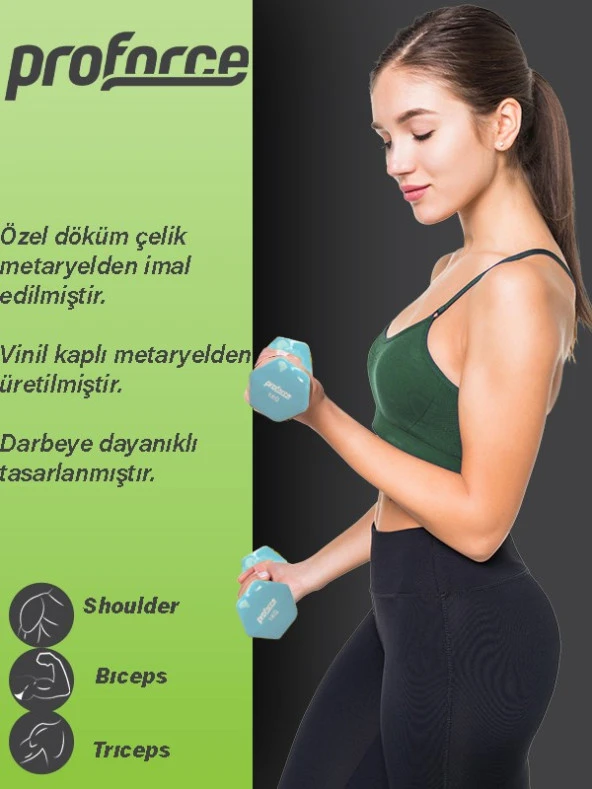 Proforce Vdb Dışı Vinil Kaplı Içi Çelik Döküm Ağırlık Dambıl 3 Kg -tek Adet - Resim 2