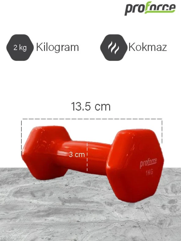 Proforce Vdb Dışı Vinil Kaplı Içi Çelik Döküm Ağırlık Dambıl 2 Kg -tek Adet - 2