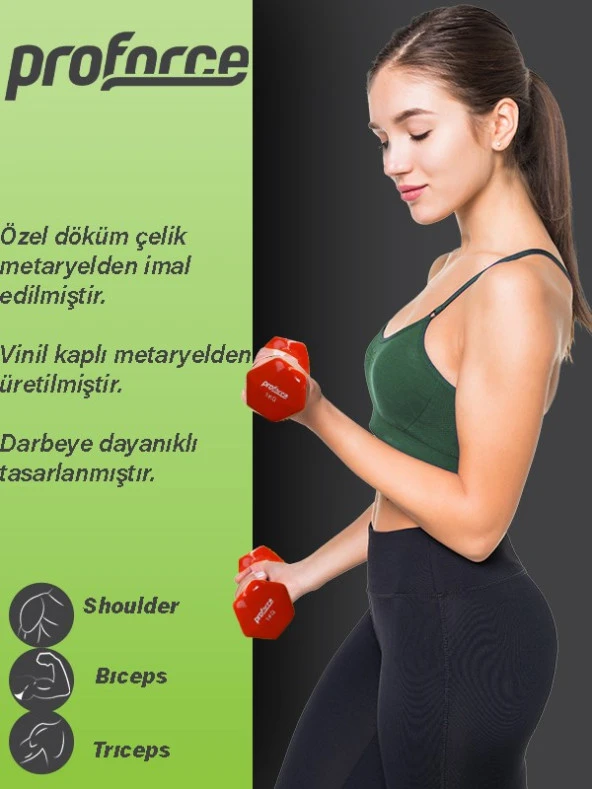 Proforce Vdb Dışı Vinil Kaplı Içi Çelik Döküm Ağırlık Dambıl 2 Kg -tek Adet - 3