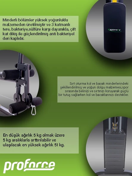 Proforce Emh07- Tek Kişilik Çok Fonksiyonlu Ayarlanabilir Ağırlık Çalışma İstasyonu - 4