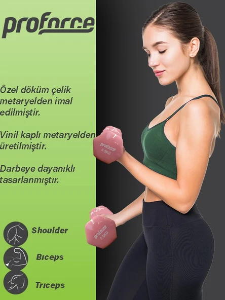 Proforce Vdb Dışı Vinil Kaplı Içi Çelik Döküm Ağırlık Dambıl 0.5 Kg -tek Adet - 3