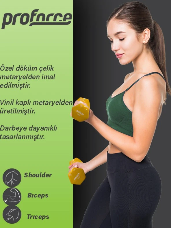 Proforce Vdb Dışı Vinil Kaplı Içi Çelik Döküm Ağırlık Dambıl 1 Kg -tek Adet - 3