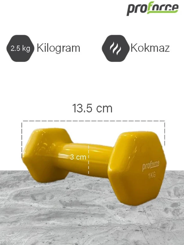 Proforce Vdb Dışı Vinil Kaplı Içi Çelik Döküm Ağırlık Dambıl 1 Kg -tek Adet - 6