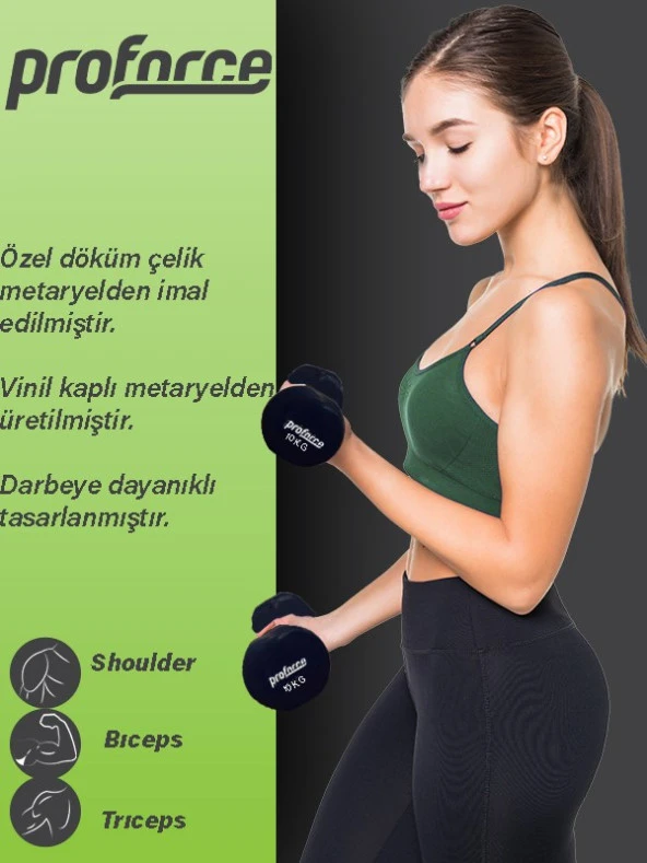 Proforce Vdb Dışı Vinil Kaplı Içi Çelik Döküm Ağırlık Dambıl 10 Kg -tek Adet - 3