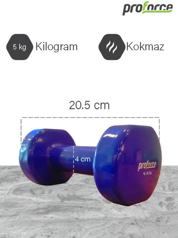 Proforce Vdb Dışı Vinil Kaplı Içi Çelik Döküm Ağırlık Dambıl 6 Kg -tek Adet - 2