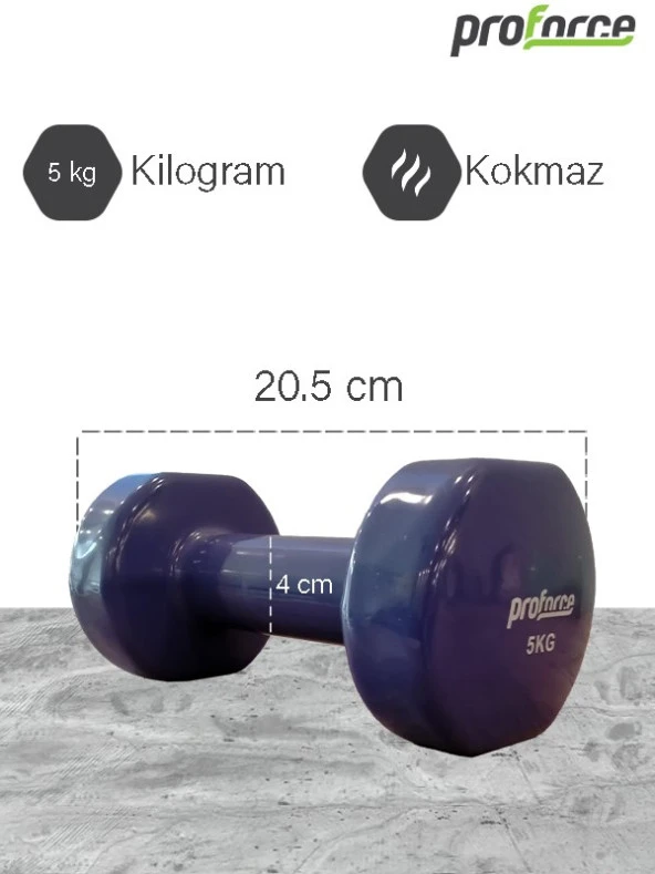 Proforce Vdb Dışı Vinil Kaplı Içi Çelik Döküm Ağırlık Dambıl 5 Kg -tek Adet - 2