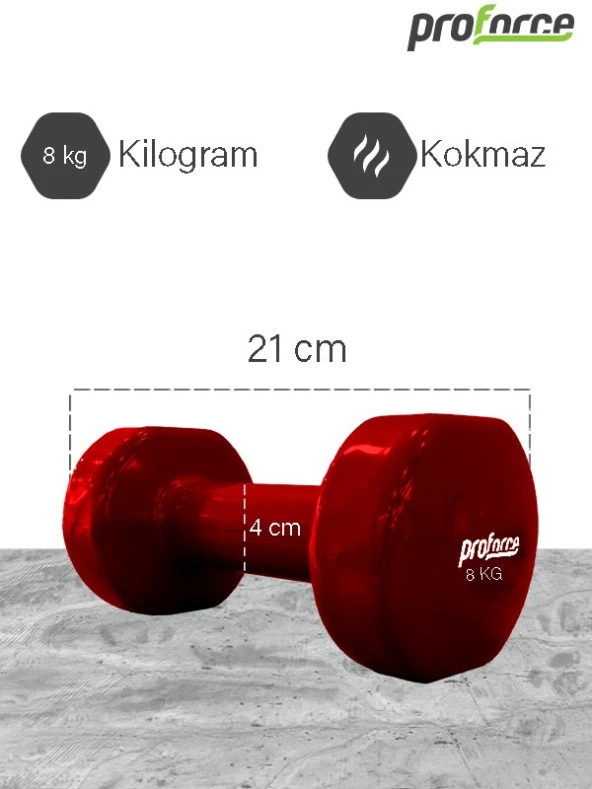 Proforce Vdb Dışı Vinil Kaplı Içi Çelik Döküm Ağırlık Dambıl 8 Kg -tek Adet - 2