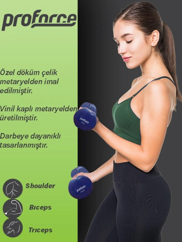 Proforce Vdb Dışı Vinil Kaplı Içi Çelik Döküm Ağırlık Dambıl 5 Kg -tek Adet - 3
