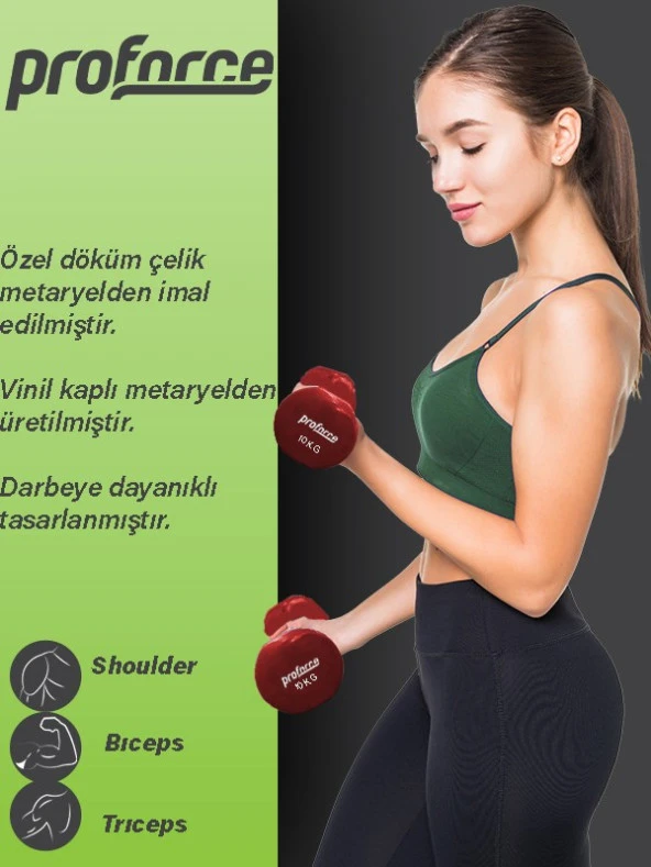 Proforce Vdb Dışı Vinil Kaplı Içi Çelik Döküm Ağırlık Dambıl 8 Kg -tek Adet - 3