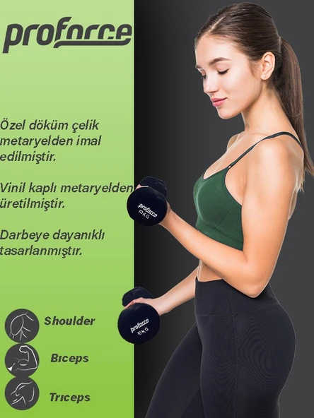 Proforce Vdb Dışı Vinil Kaplı Içi Çelik Döküm Ağırlık Dambıl 10 Kg -tek Adet - 3