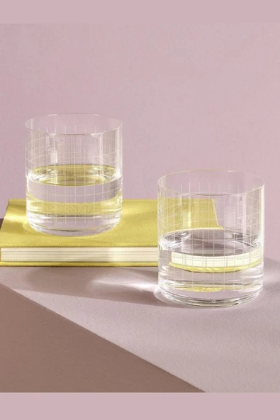 Paşabahçe Nude Glass Finesse Grid 4 Lü  Dof Viski Bardağı Seti 390CC D 4 HK - Resim 2