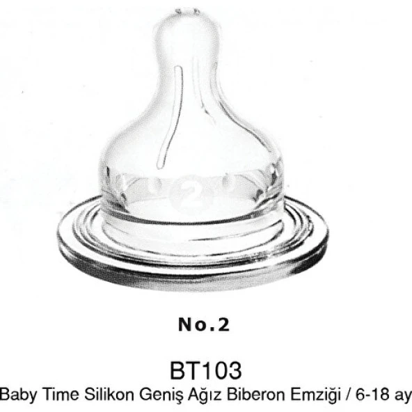 Baby Time Silikon Geniş Ağız Biberon Emziği N.2