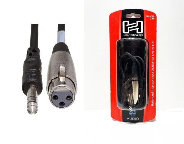 HOSA STX-102F 1/4' TRS - XLR (F) balanslı kablo 60 cm