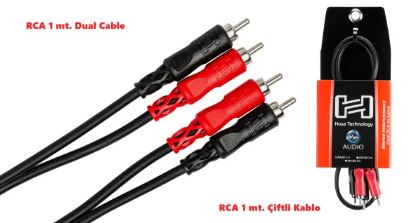 HOSA CRA-201 Dual RCA (M) - RCA (M) Balanssız Çiftli kablo 1 mt.